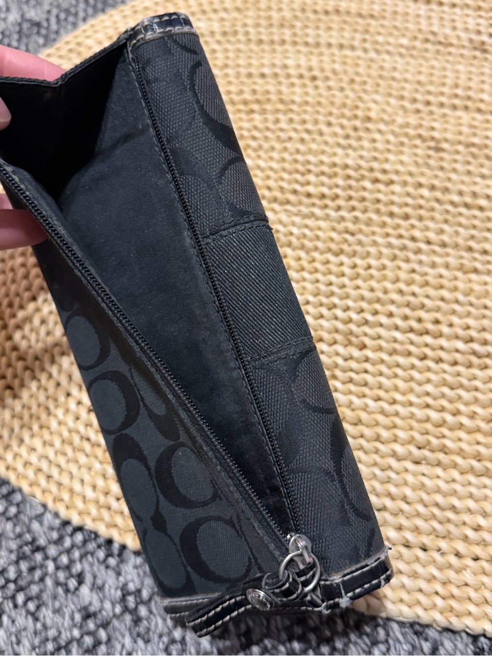 Coach Campbell Black Signature Soho Canvas Shoulder Bag Purse Checkbook Wallet - Picture 11 of 16